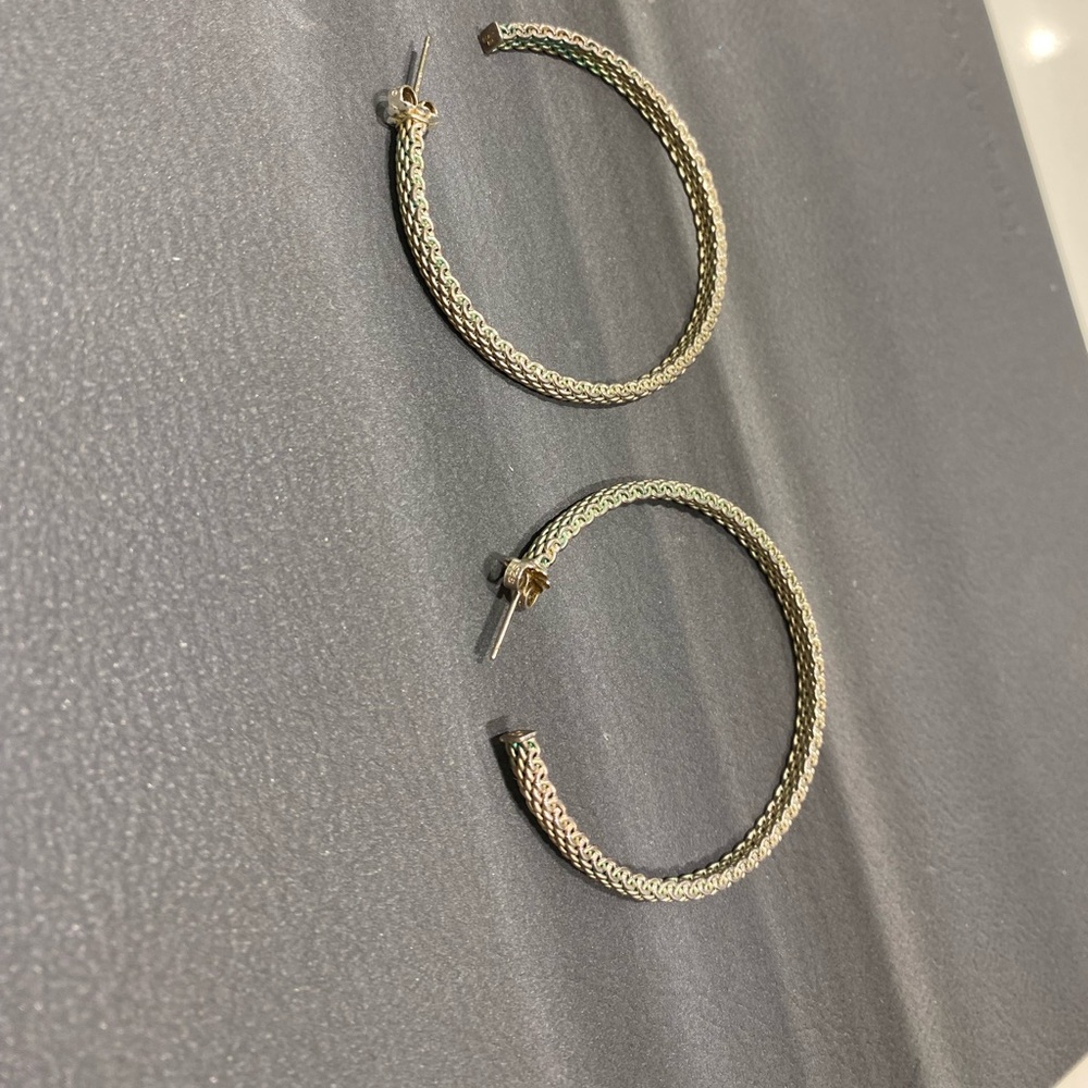 Tiffany & Co Sterling Silver Medium Somerset Mesh Hoop Earrings